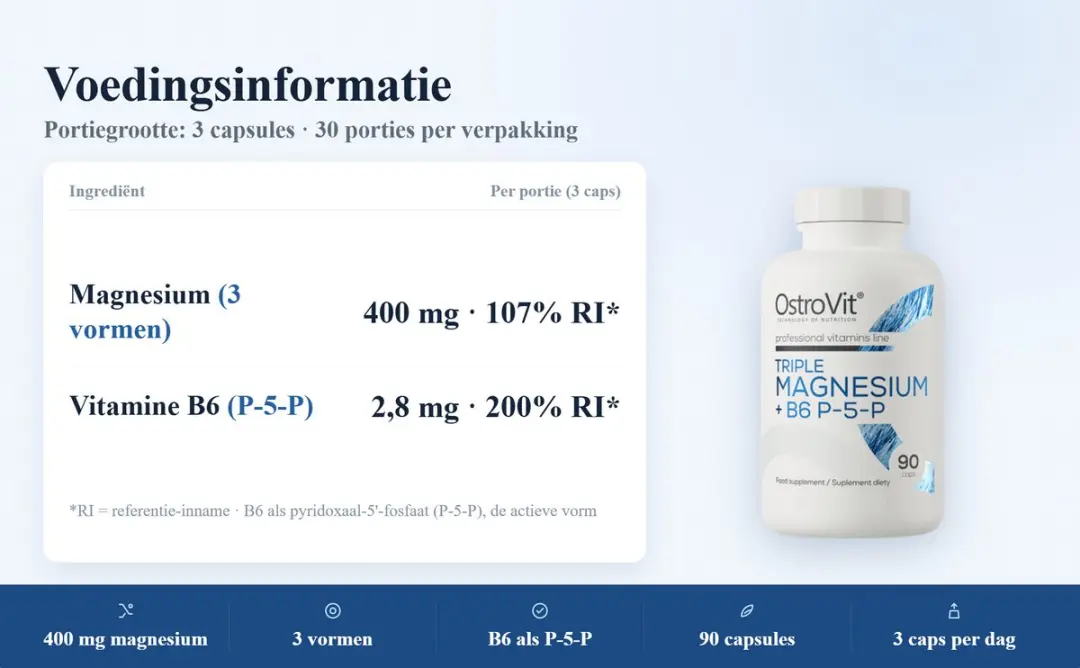 OstroVit Triple Magnesium + B6 P-5-P 90 Capsules