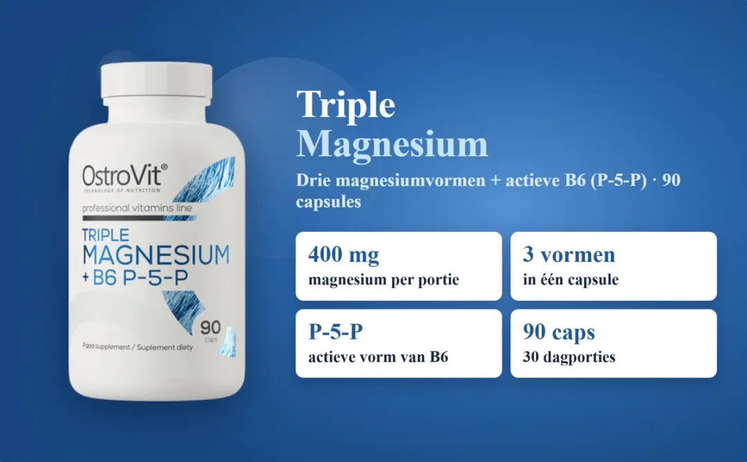 OstroVit Triple Magnesium + B6 P-5-P 90 Capsules