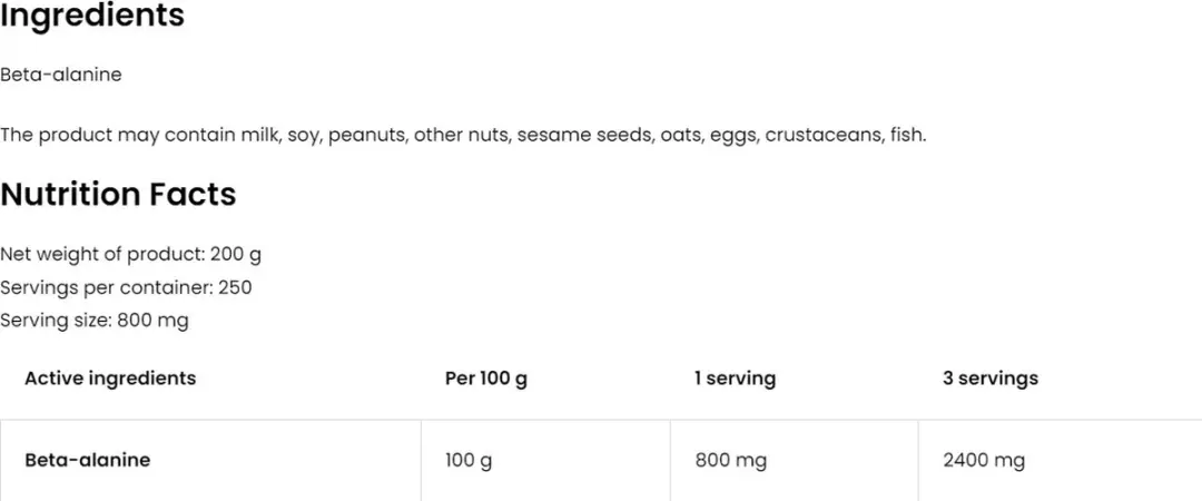 OstroVit Beta-Alanine 200g Pre-Workout