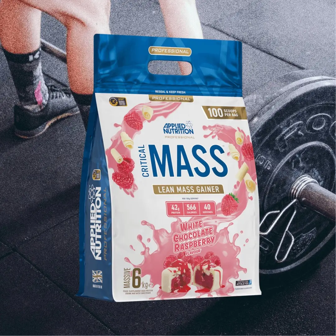 Applied Nutrition Critical Mass 6000g Mass Gainer - 100 Scoops - Witte Chocolade & Framboos