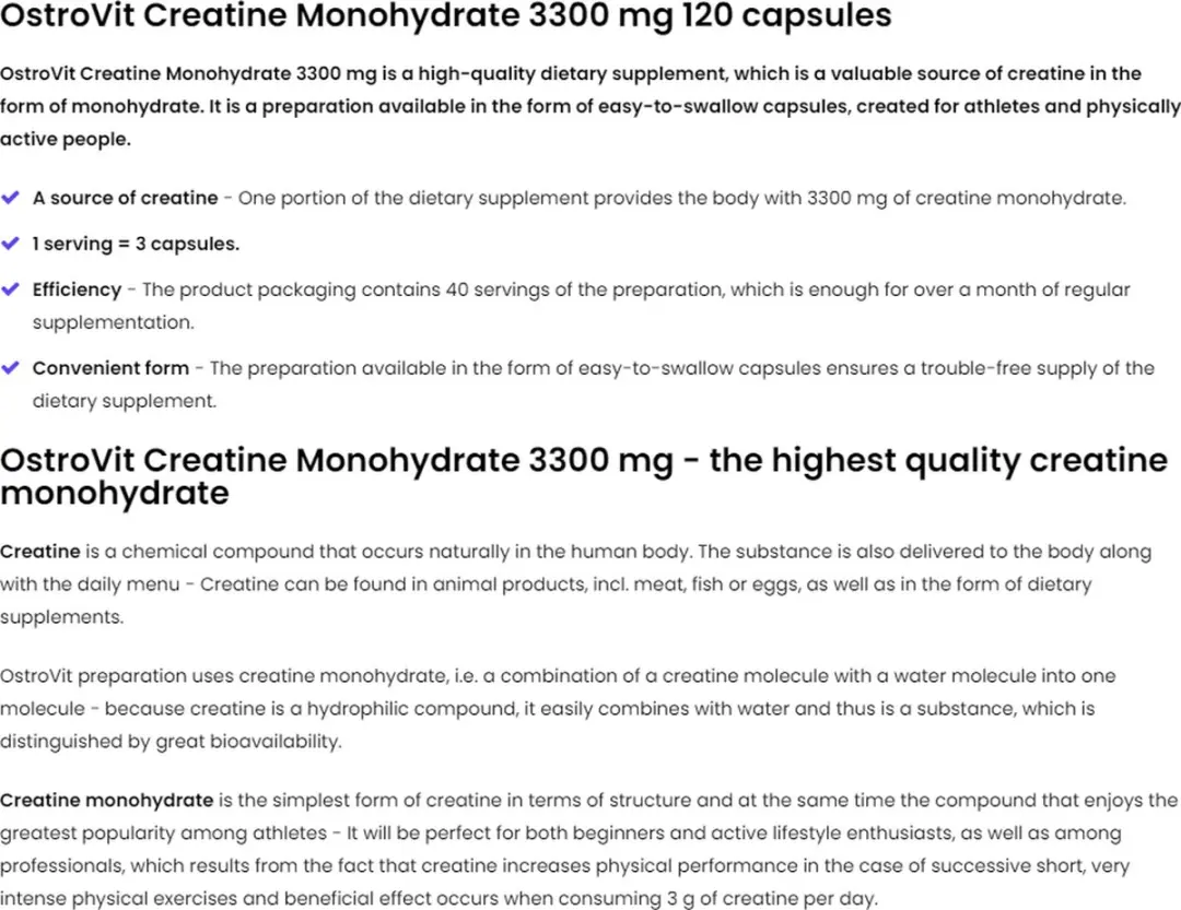 OstroVit Creatine Monohydraat 3300mg - 120 Capsules