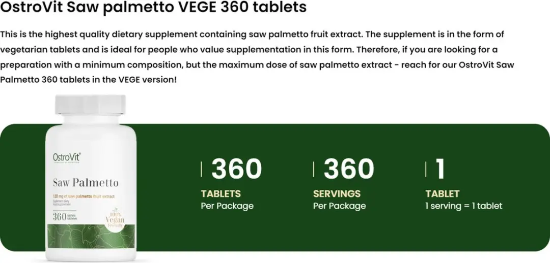 OstroVit Saw Palmetto VEGE 360 Tabletten - 140g
