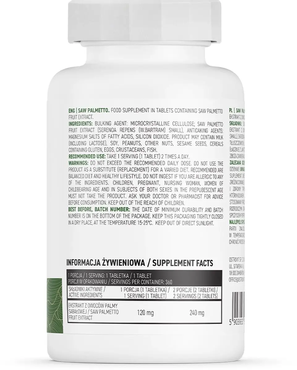 OstroVit Saw Palmetto VEGE 360 Tabletten - 140g