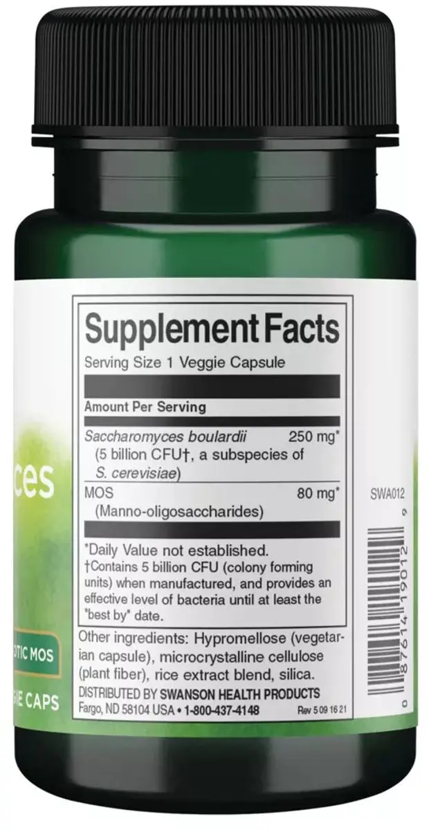 Swanson Saccharomyces Boulardii + MOS 30 Capsules
