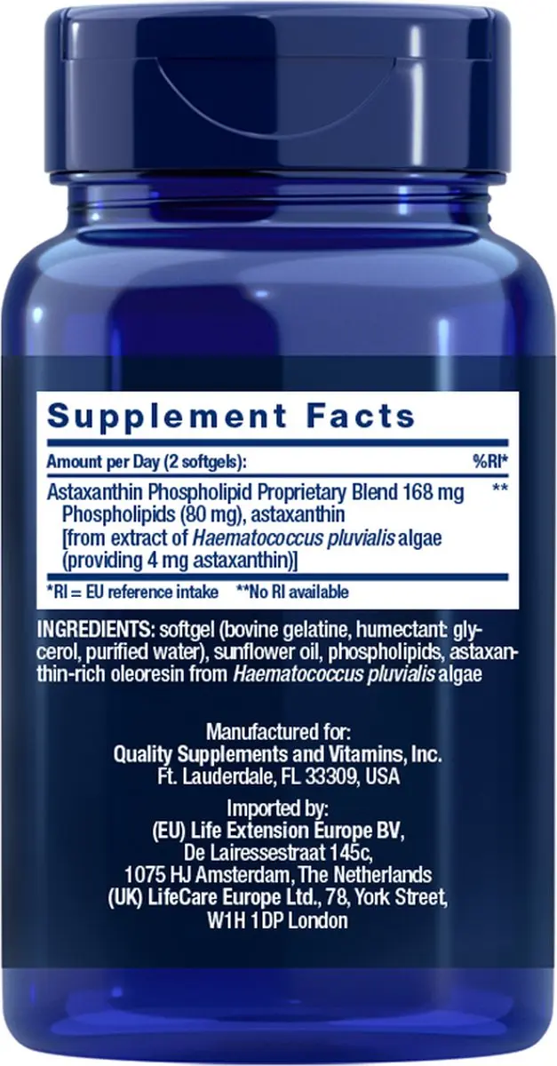 Life Extension Astaxanthine 4mg Softgels - 30 Stuks