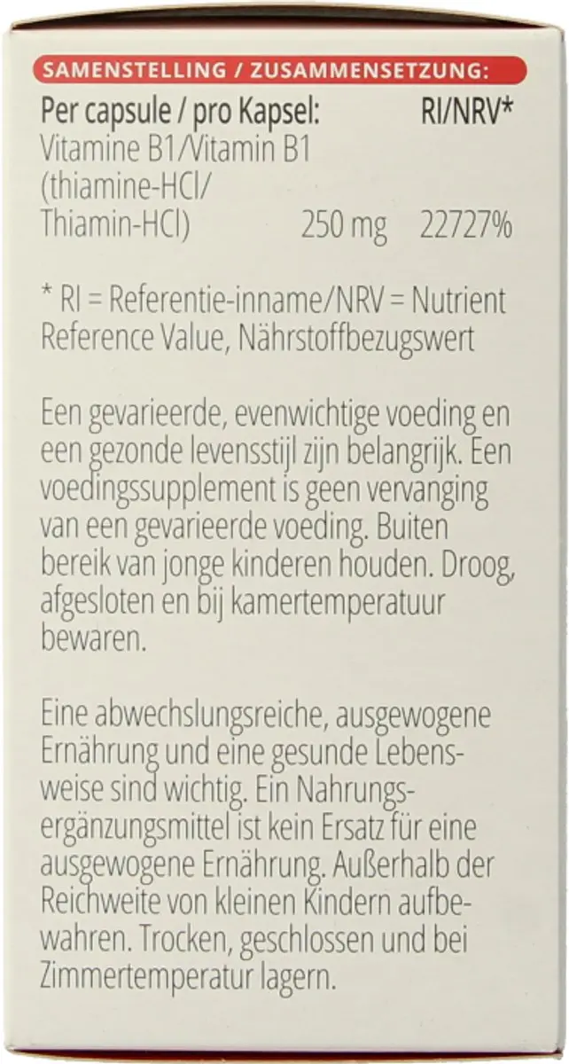 Vitals Vitamine B1 250mg - 100 Capsules
