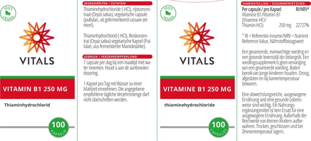 Vitals Vitamine B1 250mg - 100 Capsules