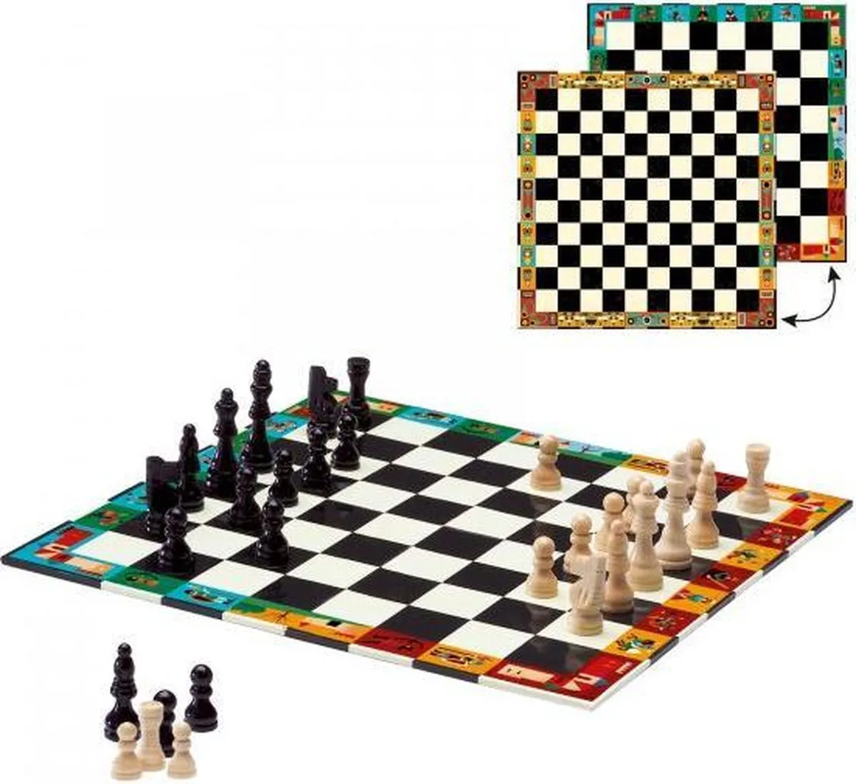 Djeco Schaak- en Damspel DJ05225 - Houten - 4 Spelers