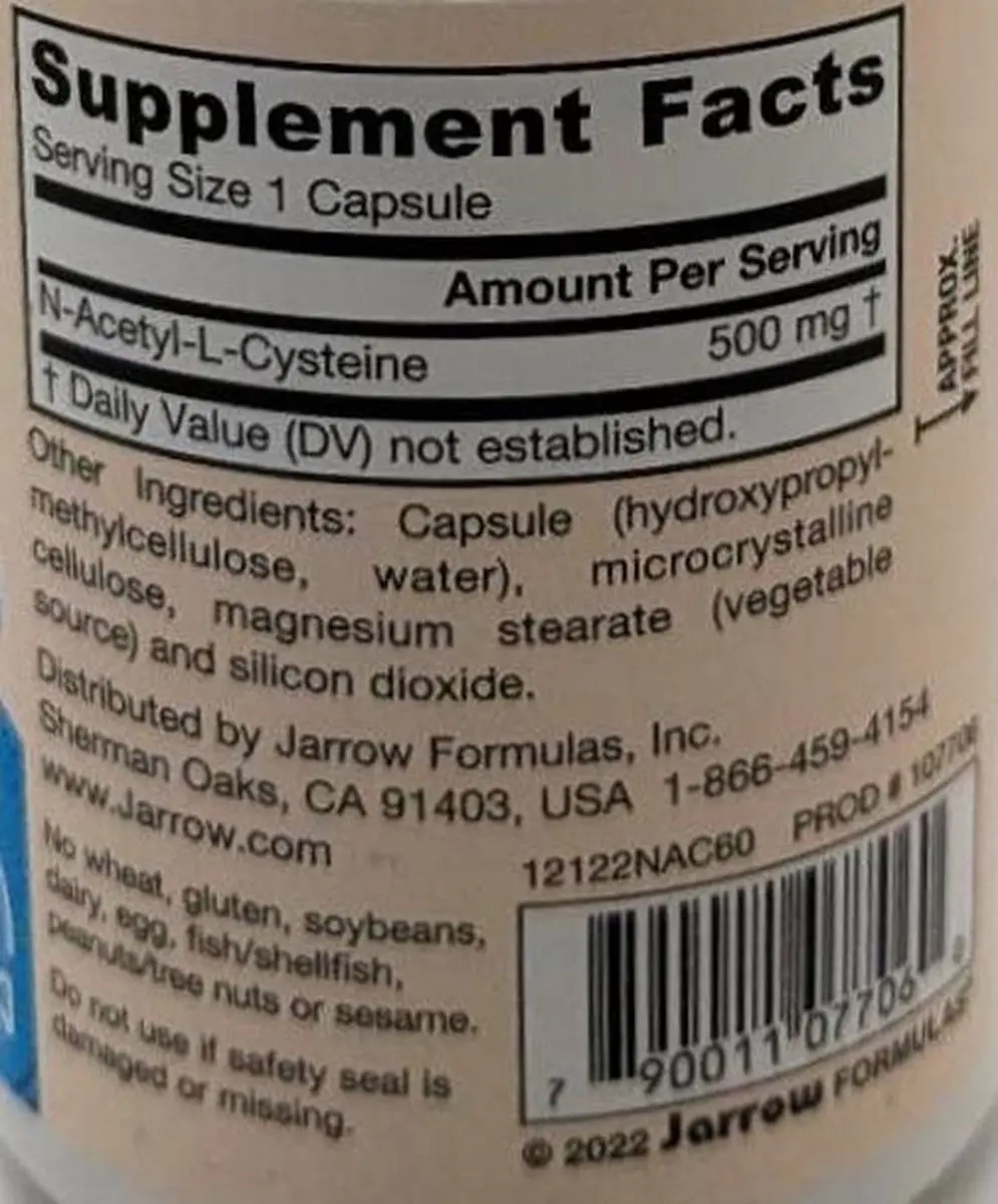 Jarrow Formulas NAC 500mg 60 Capsules