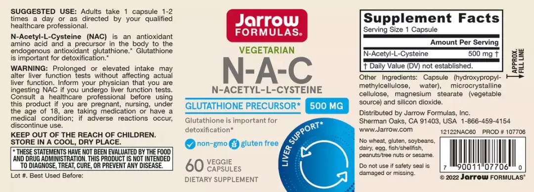 Jarrow Formulas NAC 500mg 60 Capsules