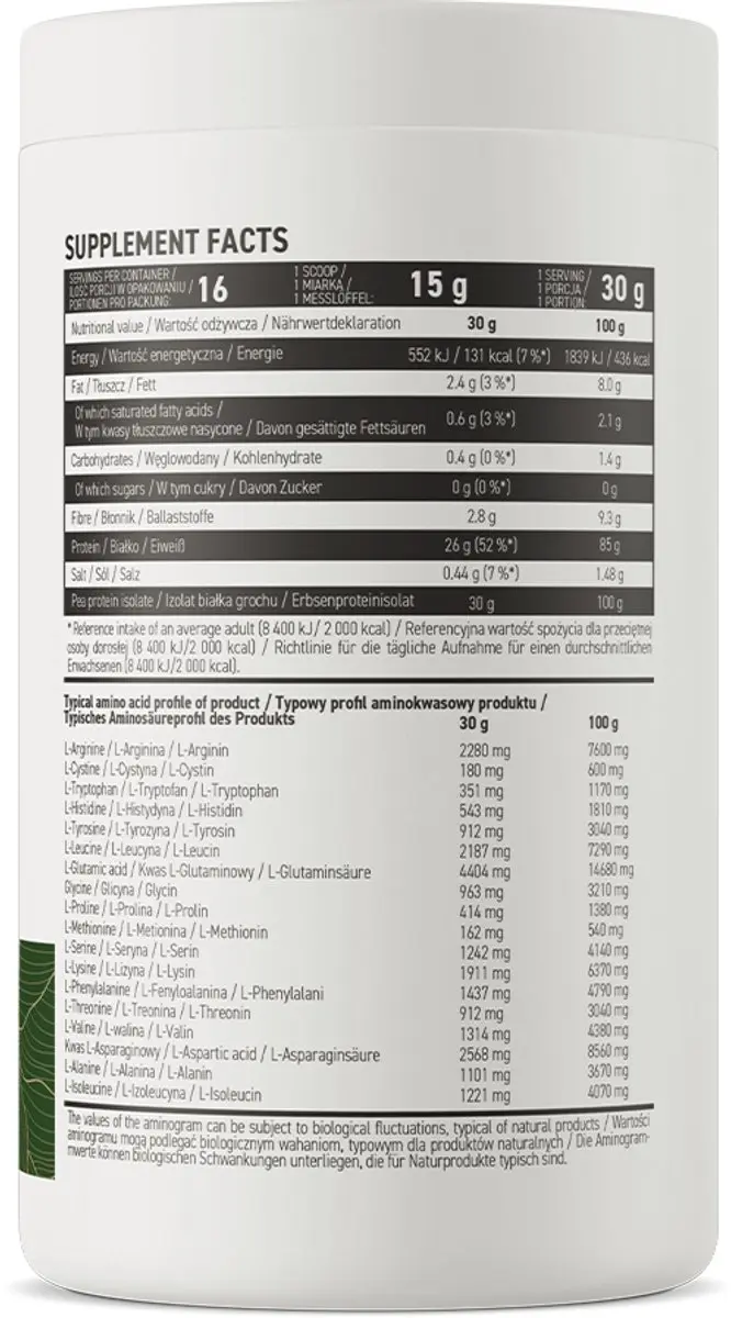 OstroVit Pea Protein Isolate 480g