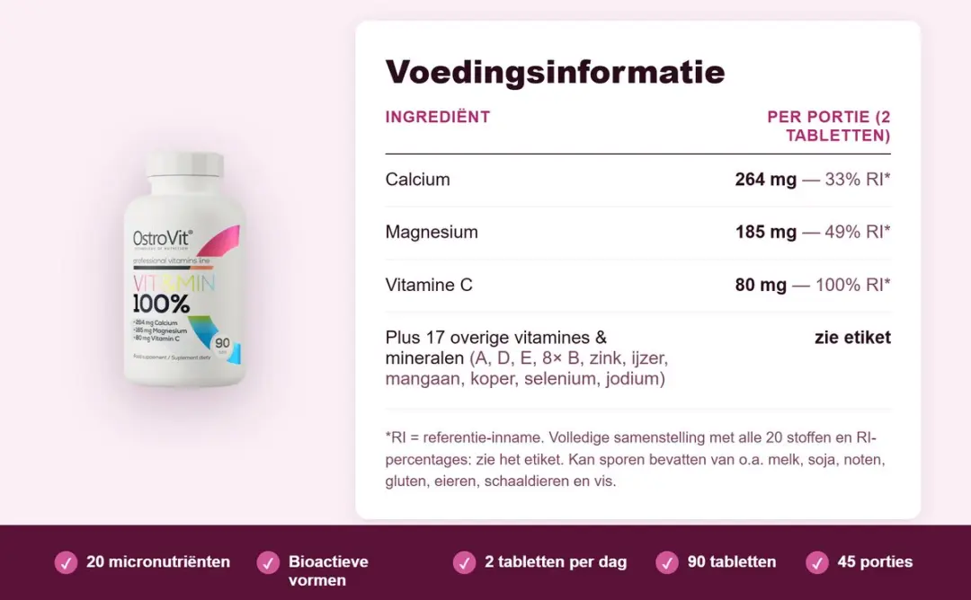OstroVit Vit&Min 30 Tabletten - 20 vitamines & mineralen
