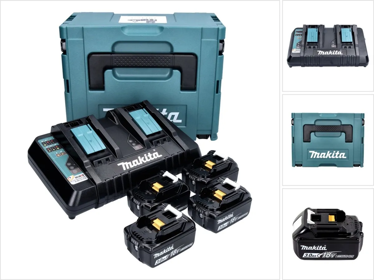 Makita 197720-6 Accu Starterset 18V - 4x 3.0Ah + Duolader - afbeelding 6 van 6