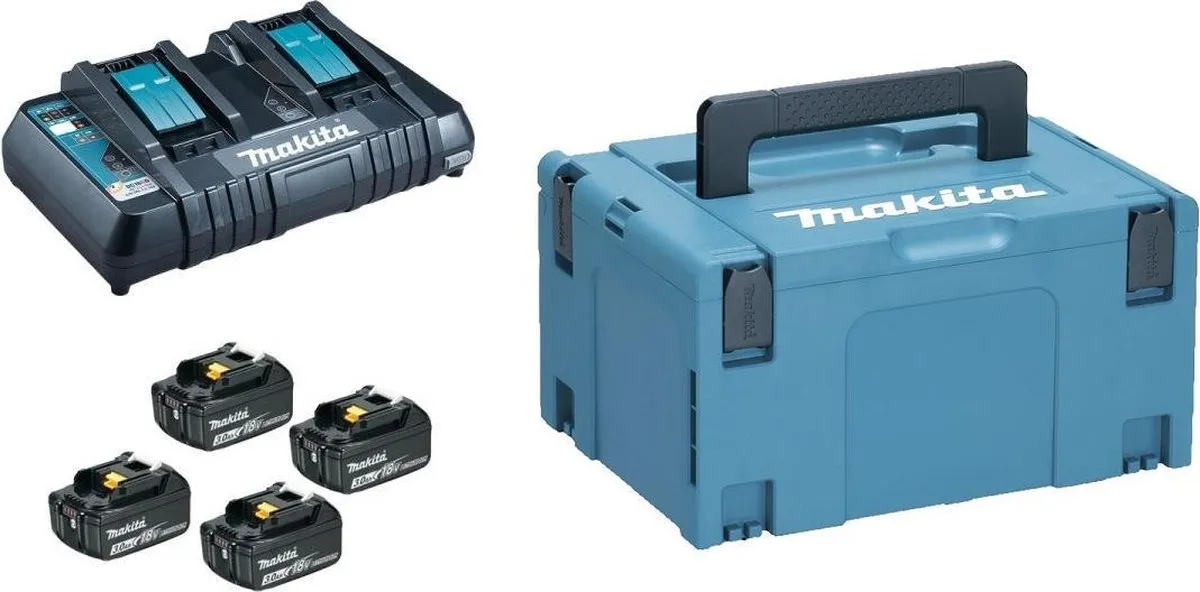 Makita 197720-6 Accu Starterset 18V - 4x 3.0Ah + Duolader