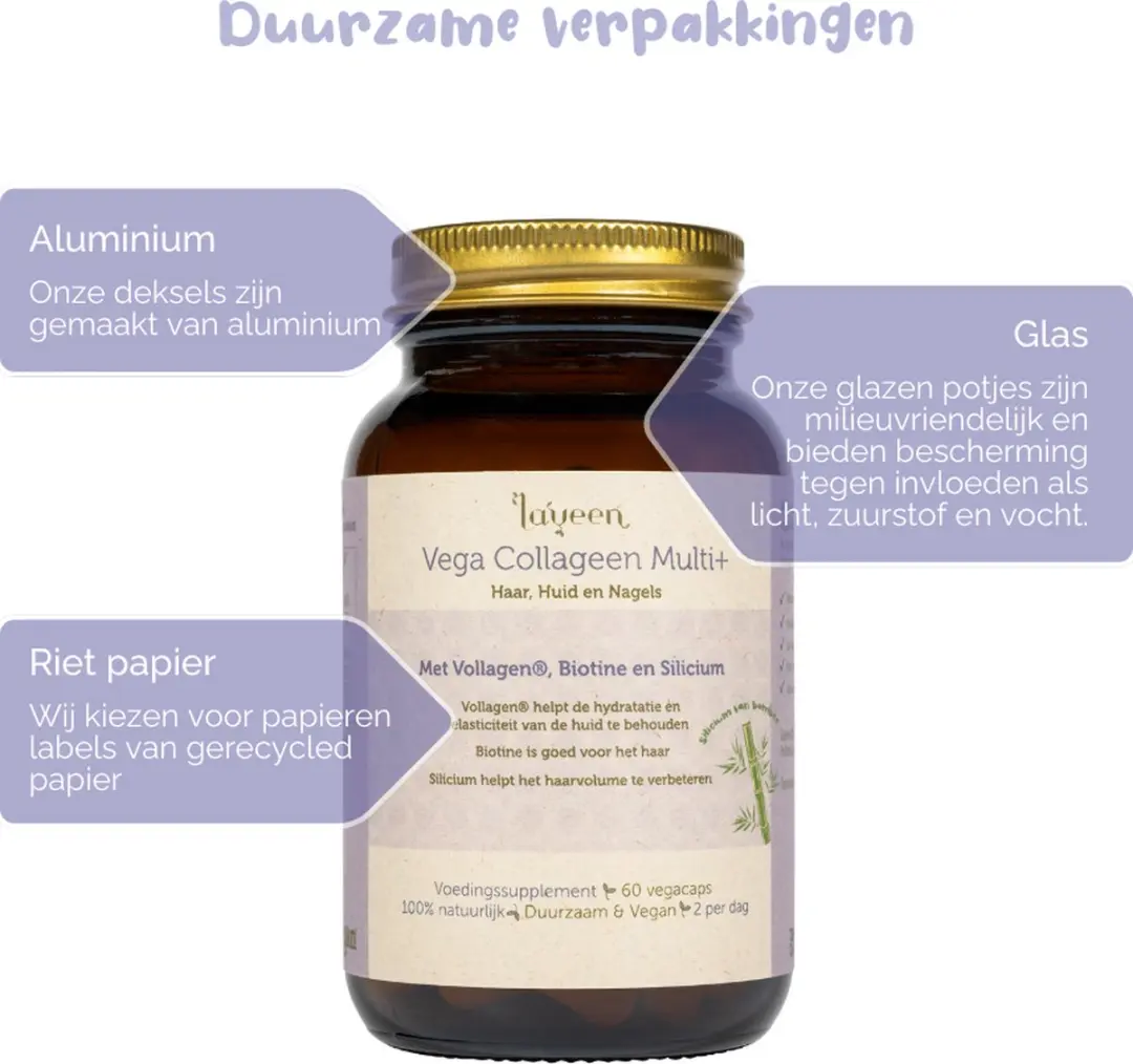 Laveen Vega Collageen Multi+ 60 Capsules - Vegan met Biotine & Silicium
