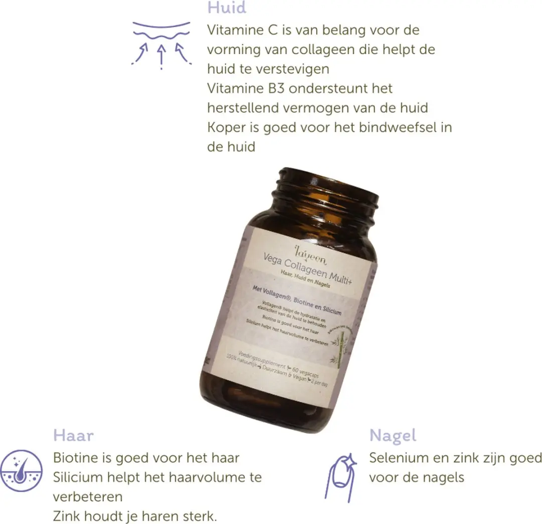 Laveen Vega Collageen Multi+ 60 Capsules - Vegan met Biotine & Silicium