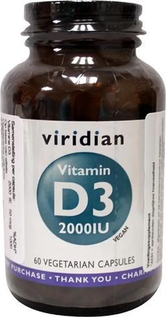 Viridian Vegan Vitamine D3 2000 IE 60 Vegicaps