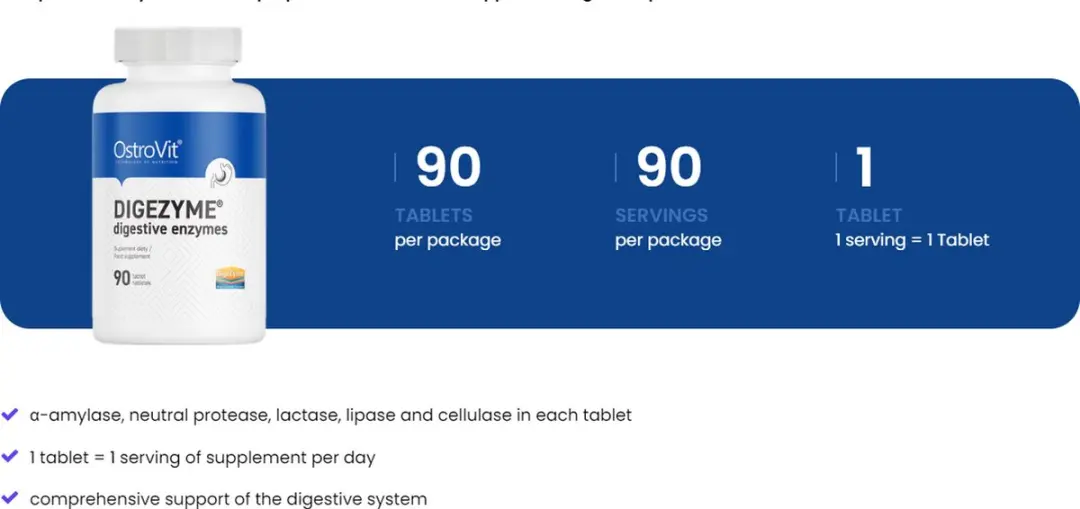 OstroVit Digezyme Spijsverteringsenzymen 90 Tabletten