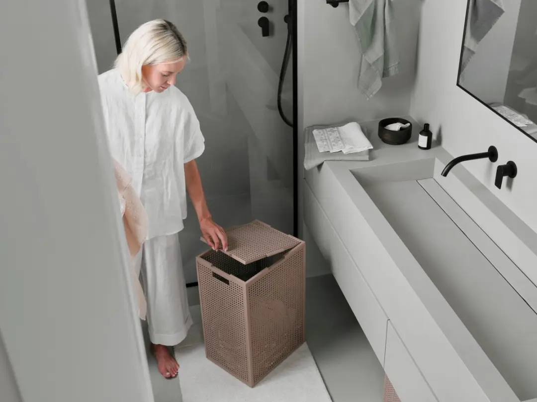 Curver Kaya Wasmand met deksel 60L - 2 Stuks - Warm Taupe