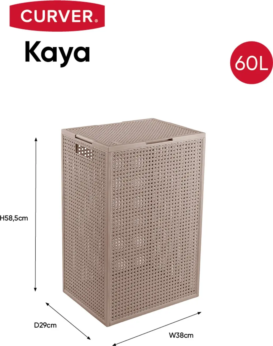 Curver Kaya Wasmand met deksel 60L - 2 Stuks - Warm Taupe