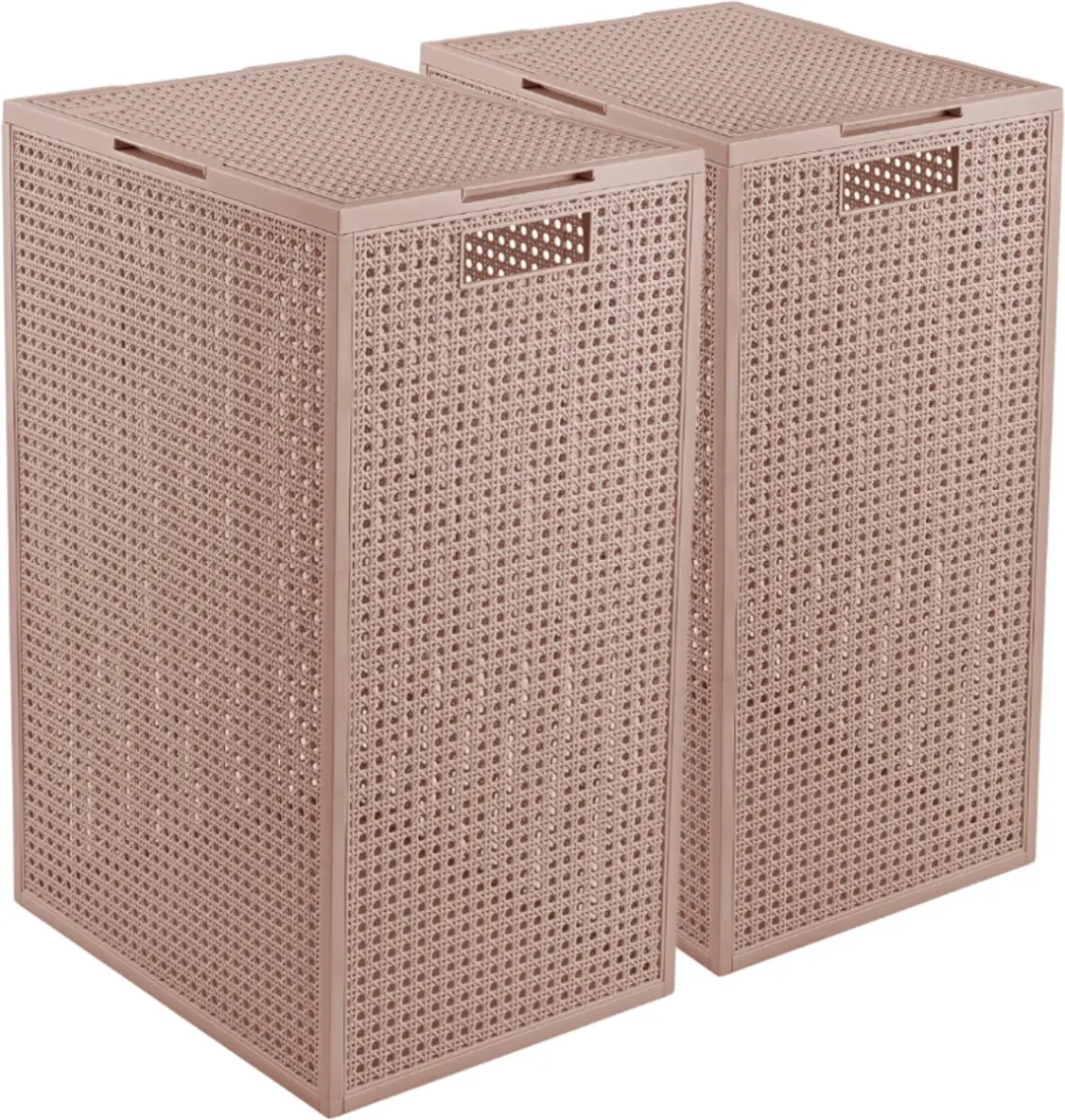 Curver Kaya Wasmand met deksel 60L - 2 Stuks - Warm Taupe