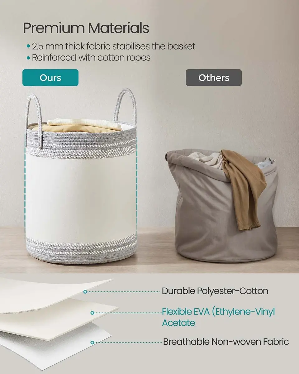 Songmics Wasmand Duifgrijs 60L - met deksel