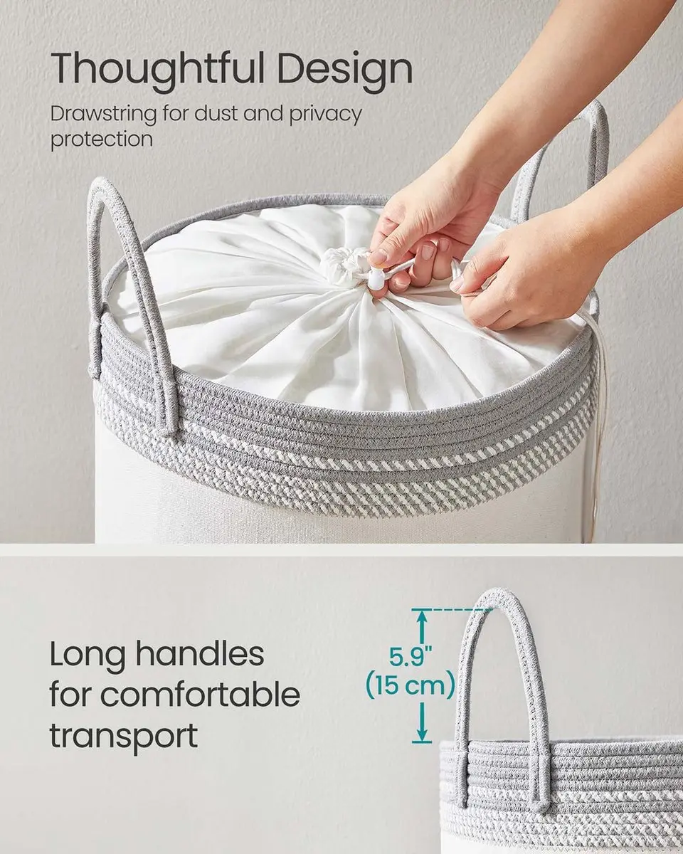 Songmics Wasmand Duifgrijs 60L - met deksel