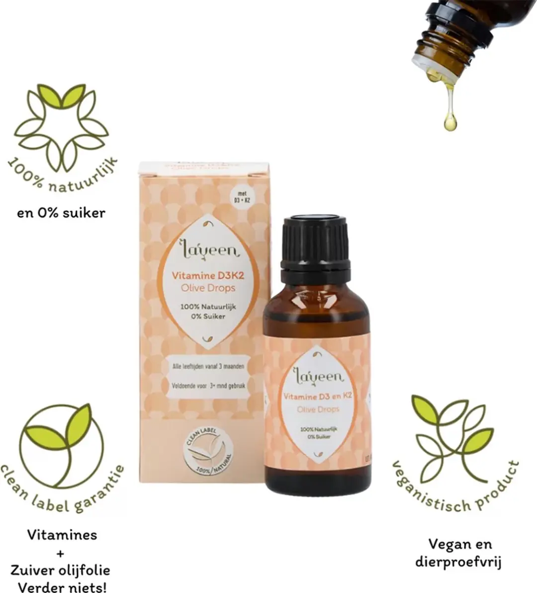 Laveen Olive Drops Vitamine D3 + K2 Druppels 30ml