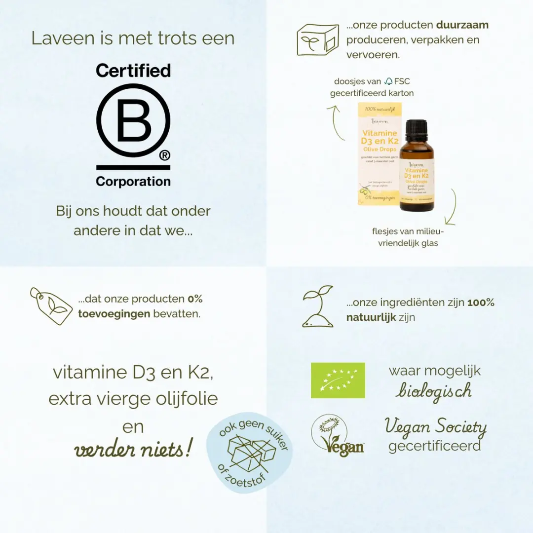 Laveen Olive Drops Vitamine D3 + K2 Druppels 30ml