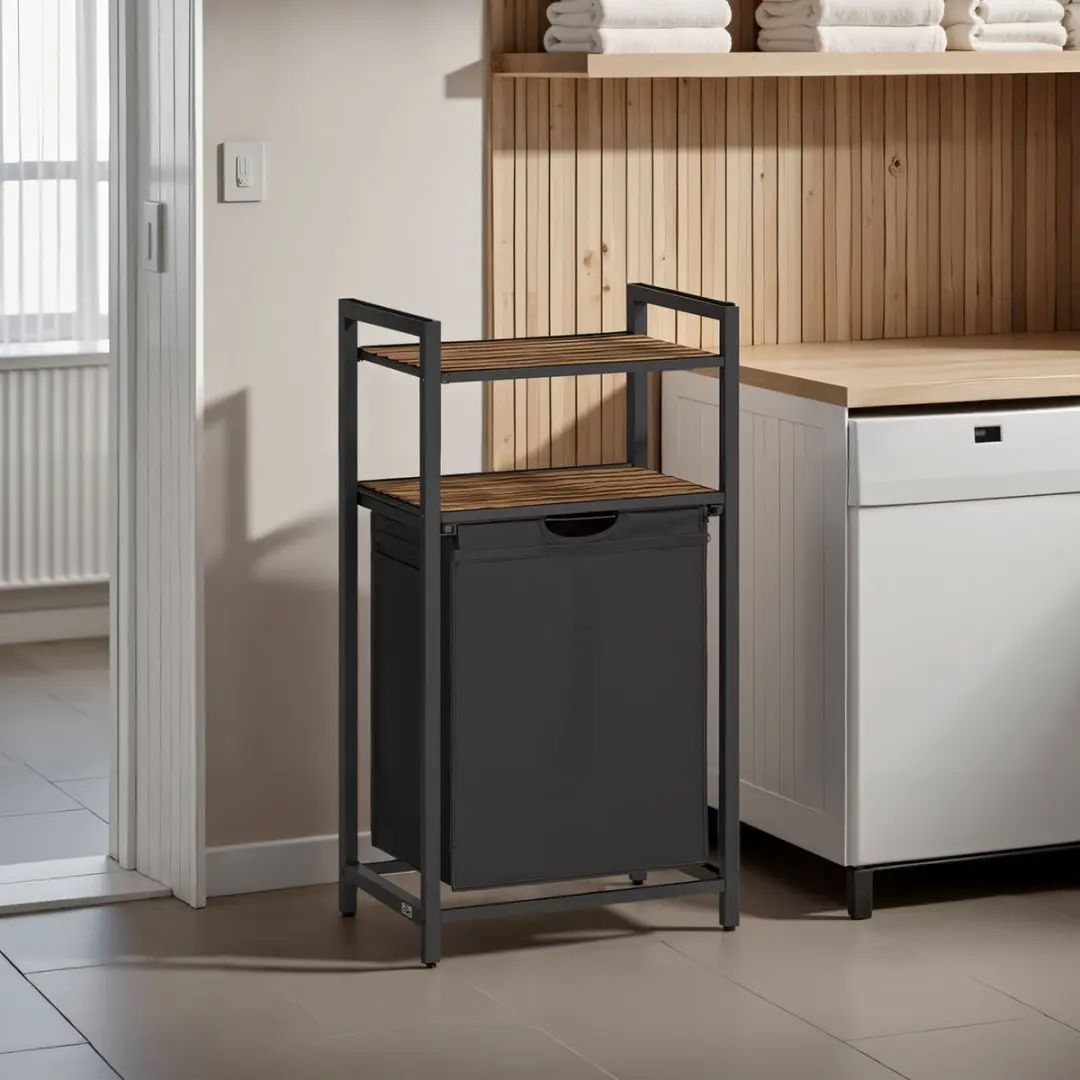 Songmics Wasmand Rustiek Bruin/Zwart 65L