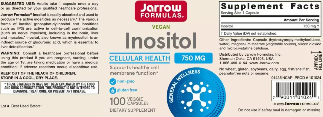 Jarrow Formulas Inositol 100 Capsules