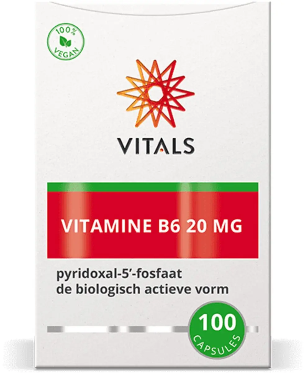 Vitals Vitamine B6 20mg - 100 Capsules - Pyridoxal-5'-fosfaat