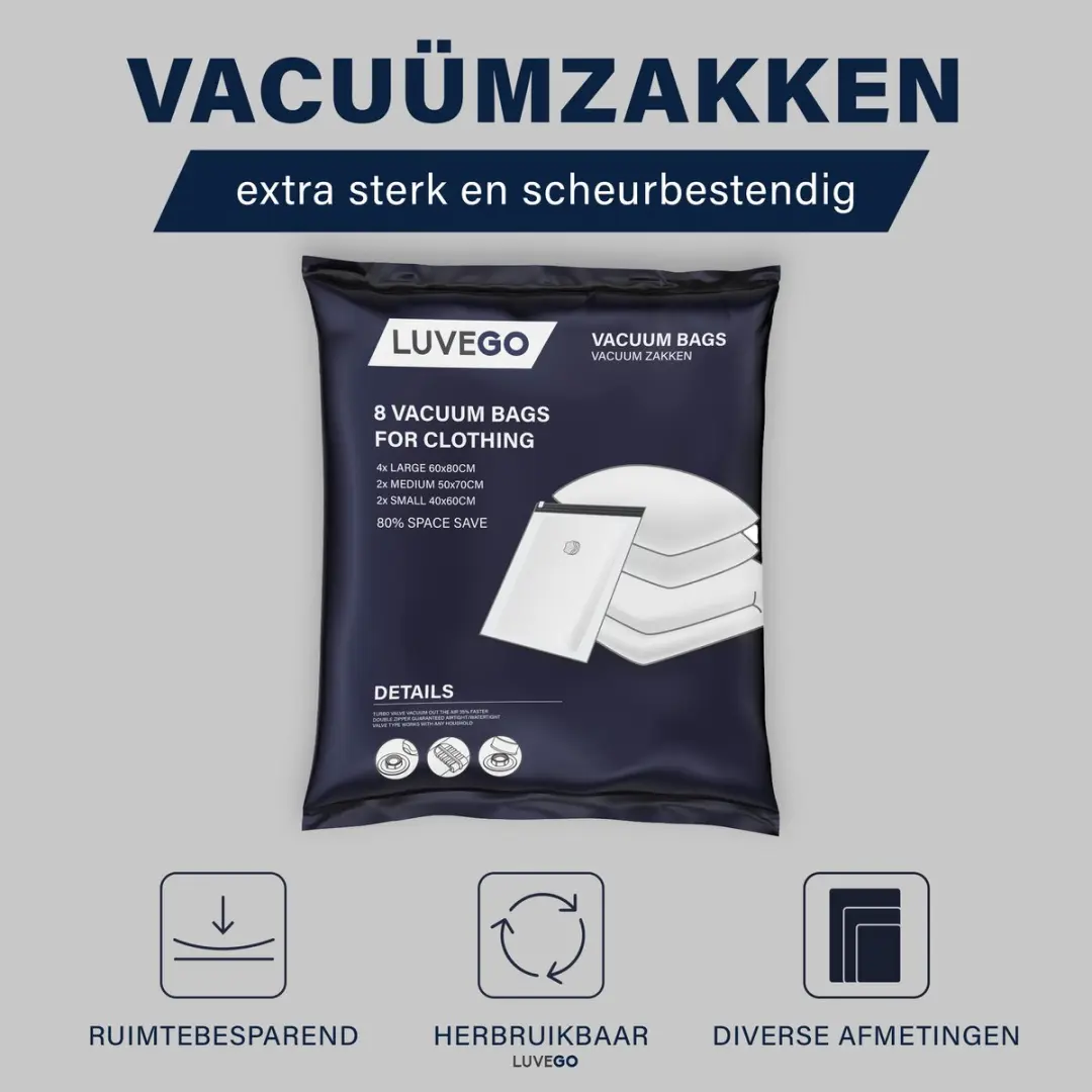 Luvego Vacuümzakken 8-Pack - 8 Stuks