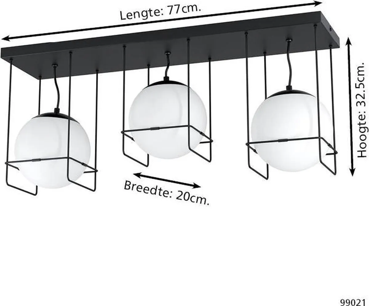 Eglo Versuola Plafondlamp E27 - 3 Lichtpunten - Zwart/Wit