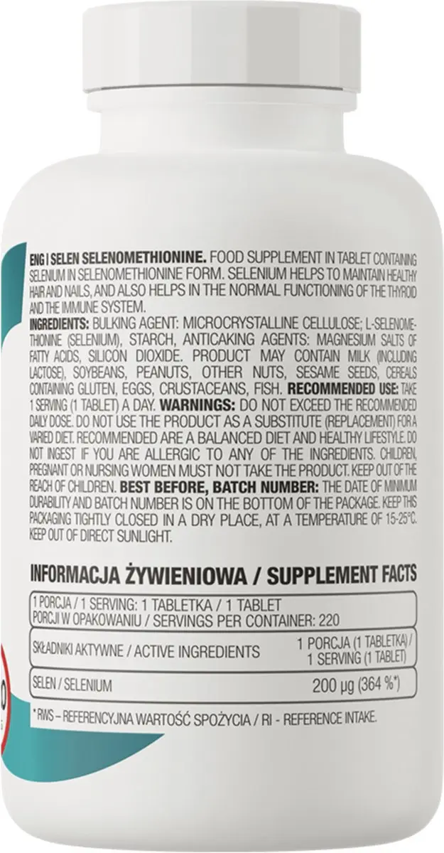 OstroVit Selenium 220 Tabletten 200 µg - L-Selenomethionine