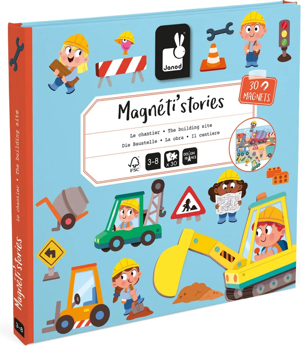 Janod Magneti Stories De Bouwplaats Magneetset 30 Magneten