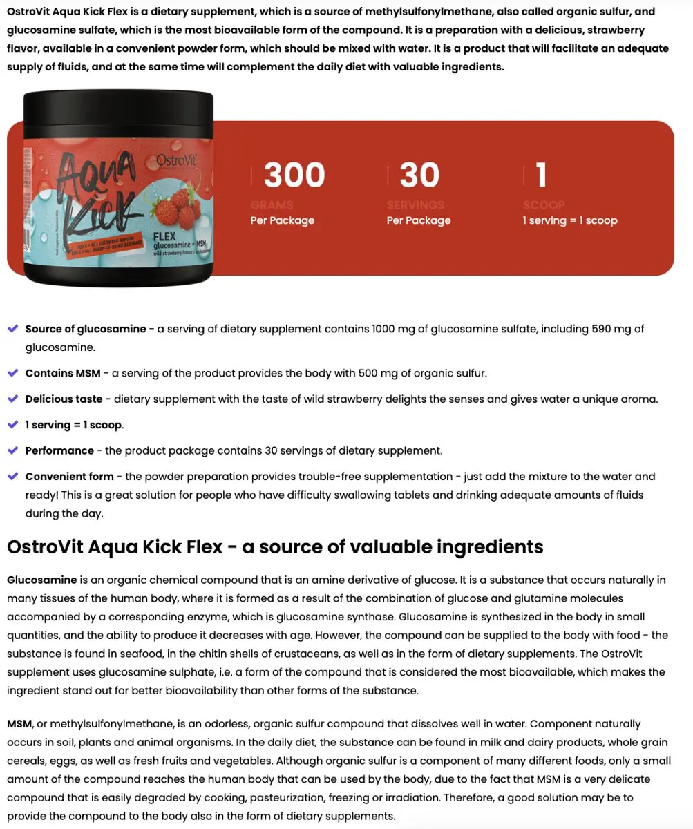 OstroVit Aqua Kick Flex 300g - Aardbeiensmaak