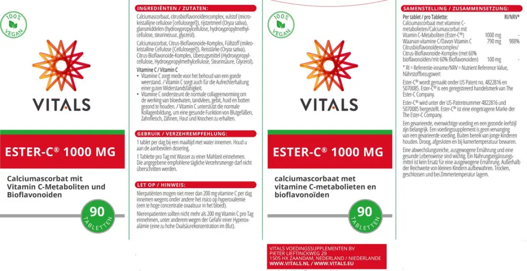 Vitals Ester-C 1000mg 90 tabletten