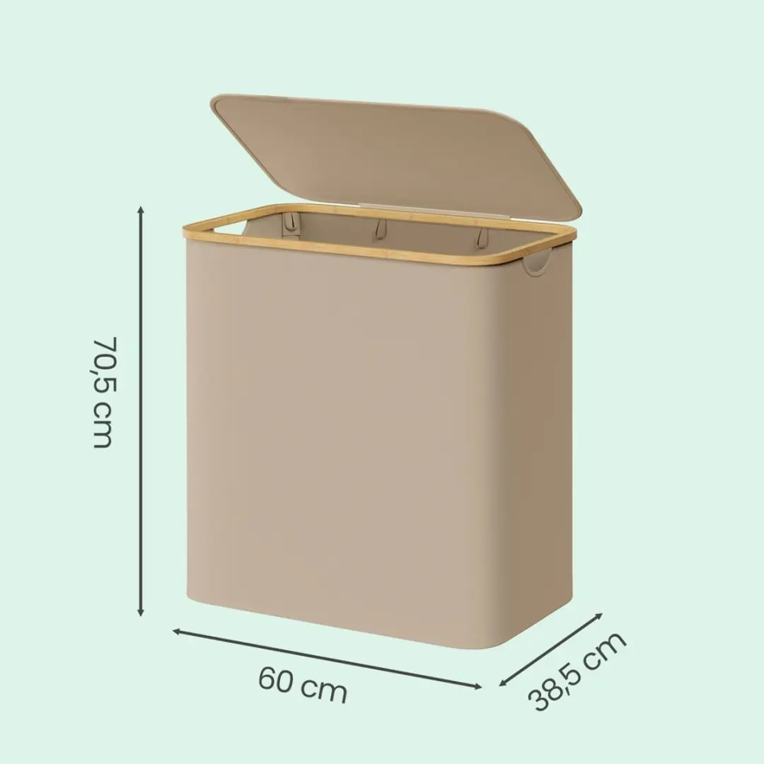 Songmics Wasmand 150L - 3 Compartimenten - Camelbruin