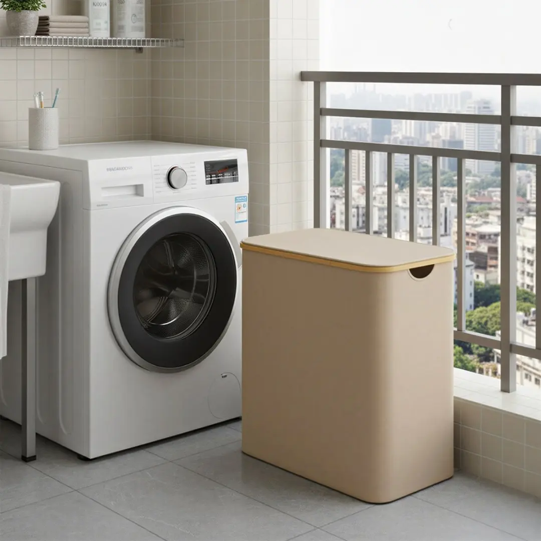 Songmics Wasmand 150L - 3 Compartimenten - Camelbruin
