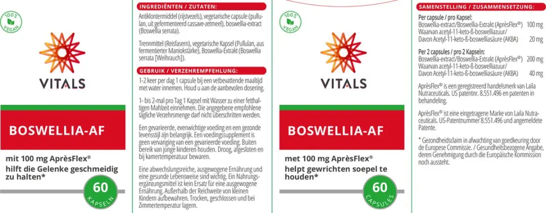Vitals Boswellia-AF 100mg Capsules - 60 Stuks