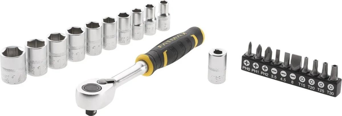 Stanley FATMAX Ratelset 1/4" 120T - Geel