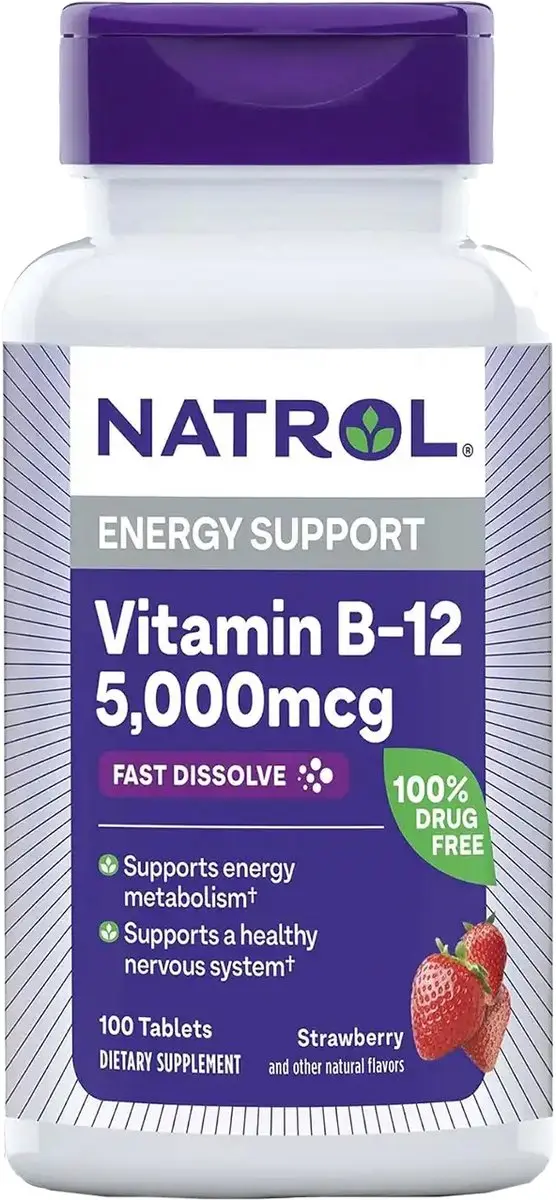 Natrol Vitamin B12 5000mcg Fast Dissolve 100 Stuks - Aardbei
