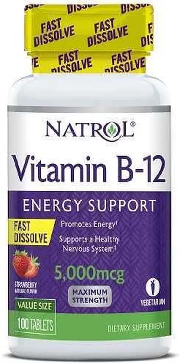 Natrol Vitamin B12 5000mcg Fast Dissolve 100 Stuks - Aardbei
