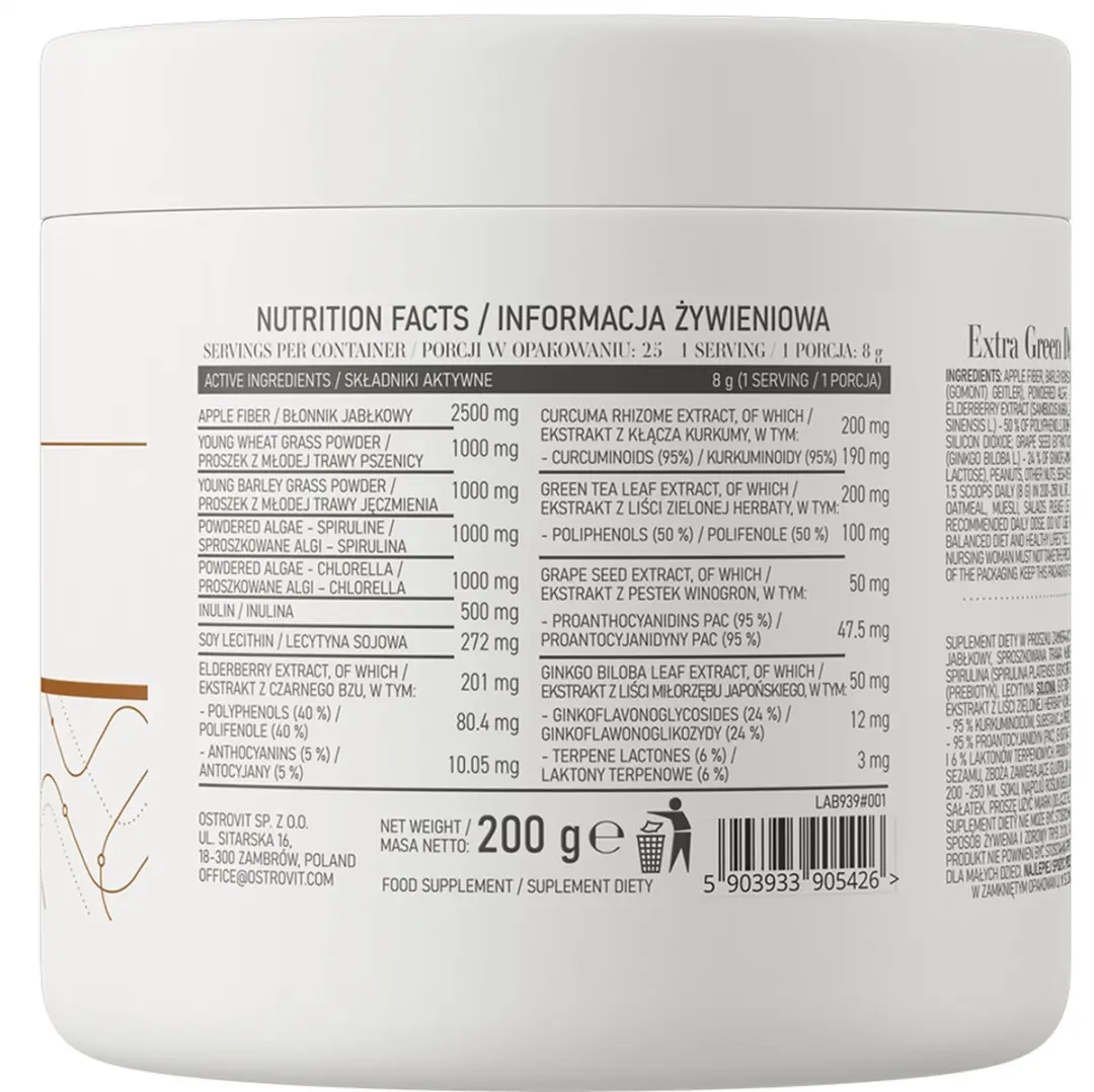 OstroVit Extra Green Detox Groene Superfoodpoeder 200g