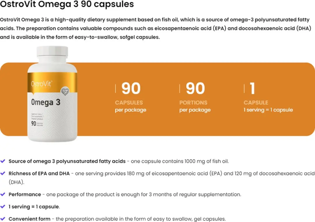 OstroVit Omega 3 Softgels - 90 Stuks