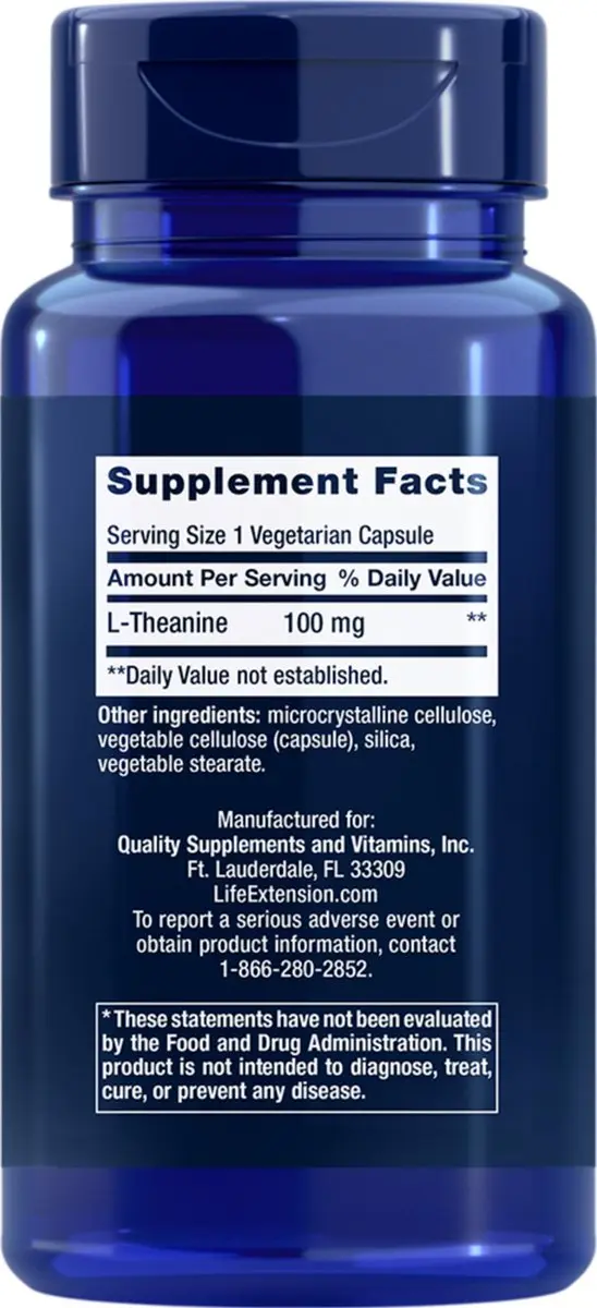 Life Extension L-Theanine 100mg 60 Capsules