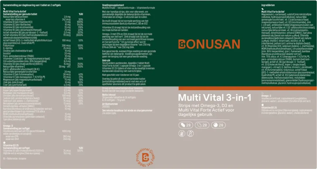 Bonusan Multi Vital 3-in-1 Compleet Maandpakket - 84 Stuks