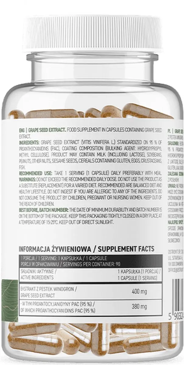 OstroVit Grape Seed 90 Capsules - 45g