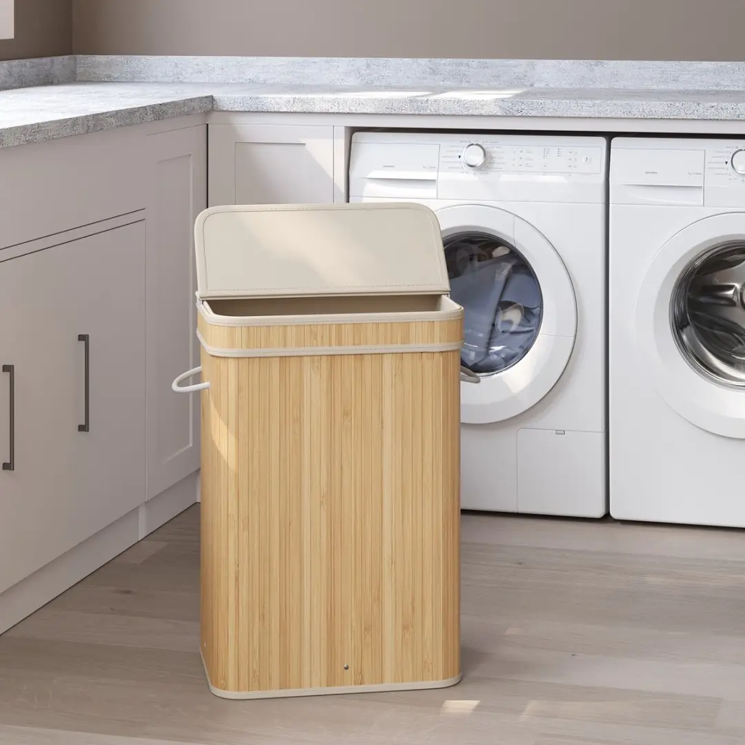 Songmics Bamboe Wasmand Grijs - Afneembaar